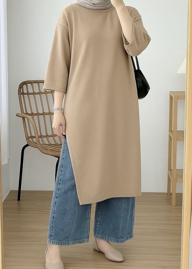 Long Drop Shoulder T Shirt - Image 2