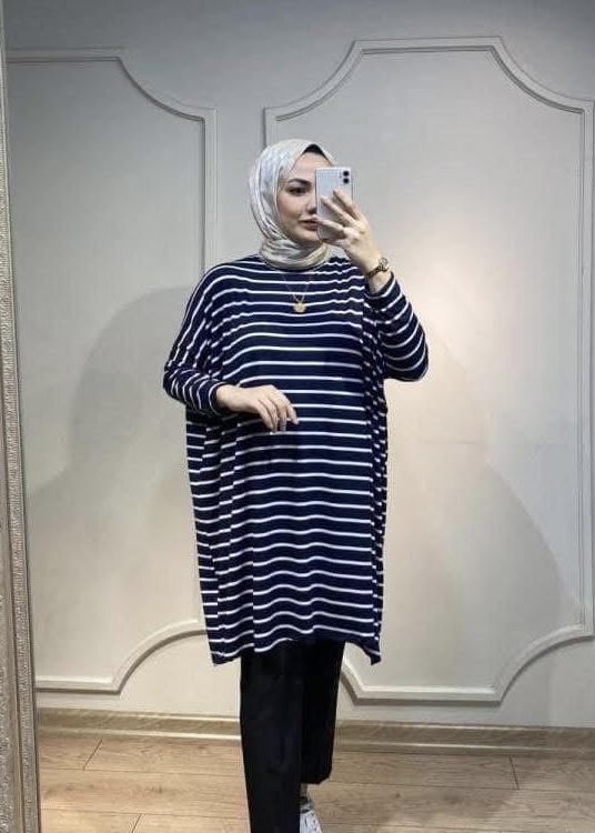 Ribbed Stripped Kaftan Set