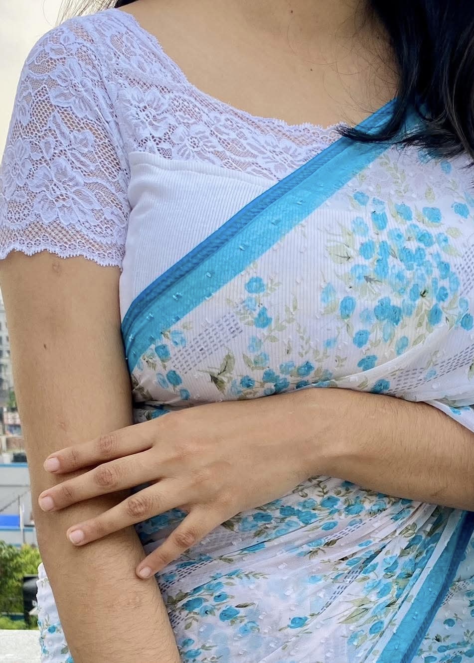 Half Sleeve Lace Padded Blouse - Image 5