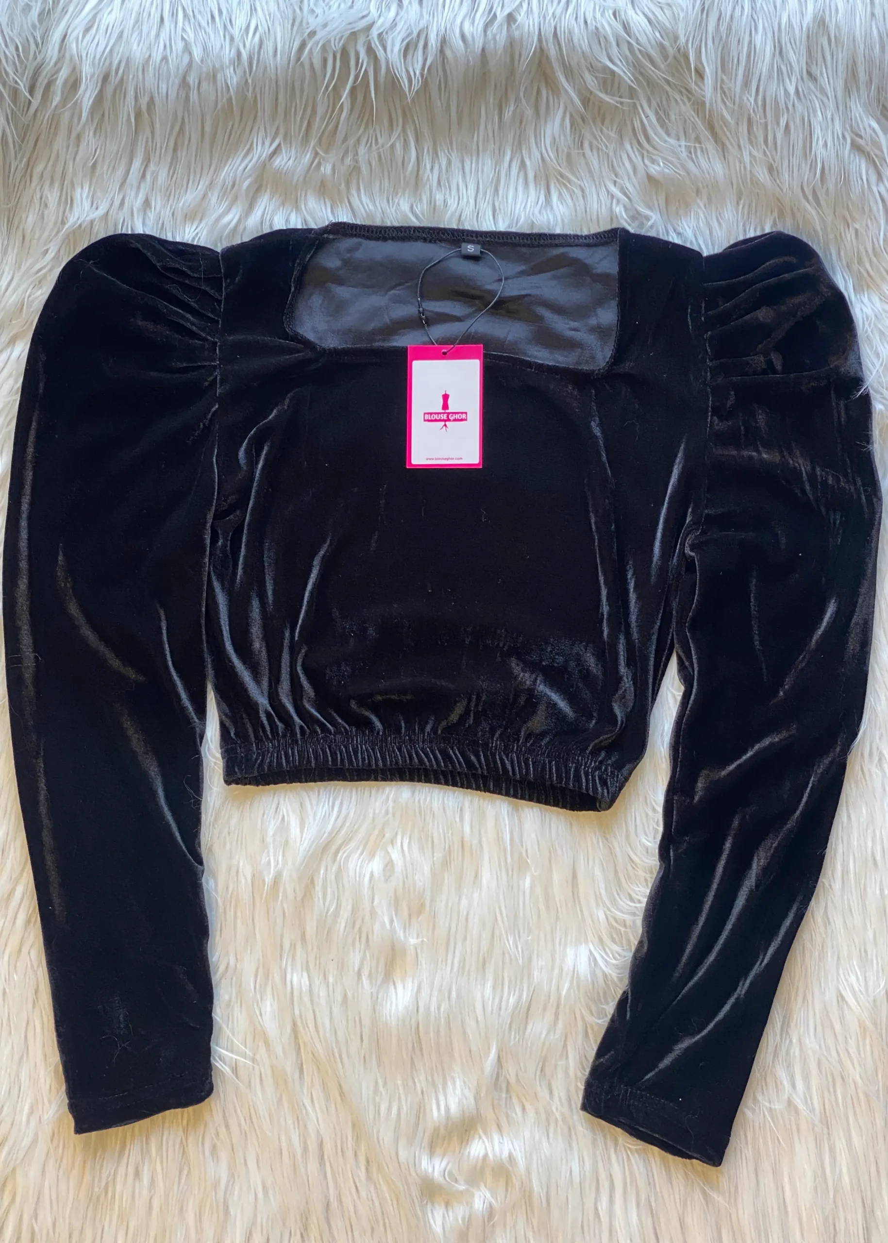 Velvet Full Sleeve Puff Blouse - Image 2