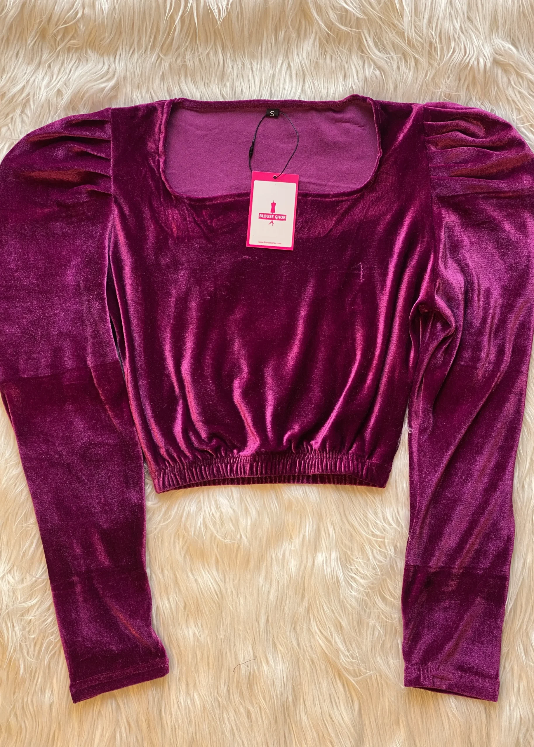 Velvet Full Sleeve Puff Blouse - Image 3