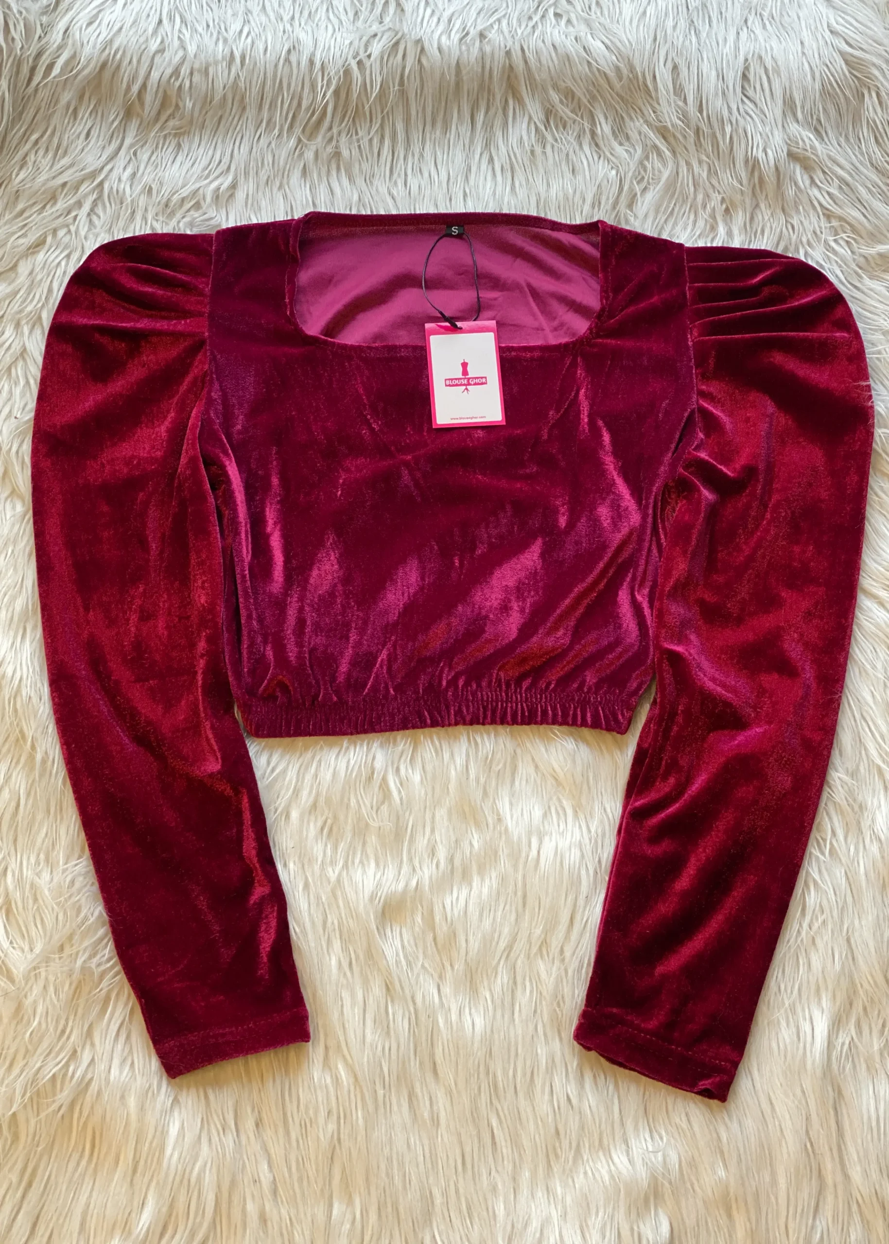 Velvet Full Sleeve Puff Blouse - Image 6